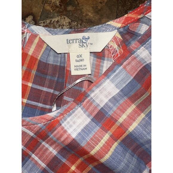 Terra & Sky Short Sleeve Round Neck Relaxed Fit Blouse Size 0X - Picture 6 of 11